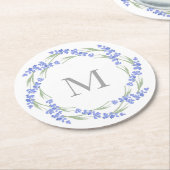 Dessous-de-verre Rond En Papier Wreath Lavande d'aquarelle (Incliné)