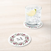 Dessous-de-verre Rond En Papier Wreath Red Berries (En situation)