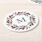 Dessous-de-verre Rond En Papier Wreath Red Berries (Incliné)