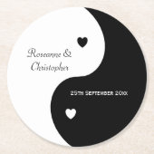 Dessous-de-verre Rond En Papier Yin Yang Mariage noir et blanc (Devant)