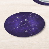 Dessous-de-verre Rond En Papier Zodiac Purple Leo | Horoscope d'astrologie cosmiqu (Incliné)