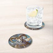 Dessous-de-verre Rond En Papier Zodiaque - Le Bélier (En situation)