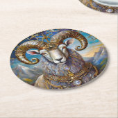 Dessous-de-verre Rond En Papier Zodiaque - Le Bélier (Incliné)