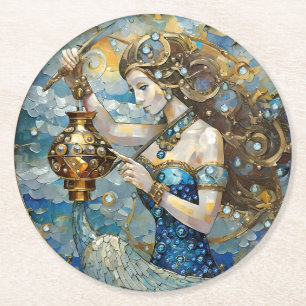 Dessous-de-verre Rond En Papier Zodiaque - Verseau Le Porteur d'Eau