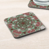 Dessous-de-verre Rose | Art fractal rouge et vert (Côté gauche)