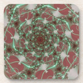 Dessous-de-verre Rose | Art fractal rouge et vert (Devant)