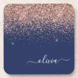 Dessous-de-verre Rose bleu marine Gold Blush Pink Parties scintilla<br><div class="desc">Rose bleu marine et or bleu Parties scintillant rose vierge Script Monogramme Nom Dessous de verre papier. Cela fait le cadeau parfait de remise de diplômes,  anniversaire,  mariage,  douche nuptiale,  anniversaire,  baby shower ou bachelorette pour quelqu'un qui aime le luxe glam et les styles chic.</div>