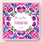 Dessous-de-verre Rose bleu mexicain carrelage nuptiale douche maria (Devant)