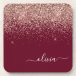 Dessous-de-verre Rose Bourgogne Gold Blush Pink Parties scintillant<br><div class="desc">Burgundy et Rose Gold Blush Pink Parties scintillant Script Monogramme Nom Dessous de verre papier. Cela fait le cadeau parfait de remise de diplômes,  anniversaire,  mariage,  douche nuptiale,  anniversaire,  baby shower ou bachelorette pour quelqu'un qui aime le luxe glam et les styles chic.</div>