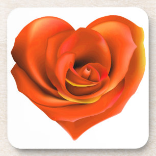 Dessous-de-verre Rose Coeur brillant Orange