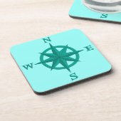 Dessous-de-verre rose Compass 8 points, Turquoise et Aqua (Côté gauche)