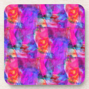 Dessous-de-verre Rose d'art, bleu, arrière - plan rouge de texture