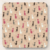 Dessous-de-verre rose de motif de chats (Devant)