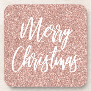 Dessous-de-verre Rose Gold Faux Parties scintillant Joyeux Noël Cal