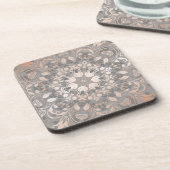 Dessous-de-verre Rose Gold Gray Floral Mandala (Côté gauche)