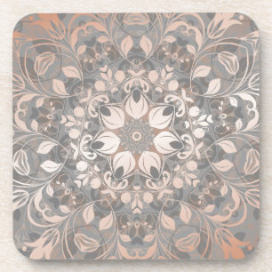 Dessous-de-verre Rose Gold Gray Floral Mandala
