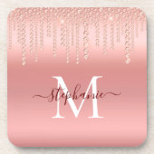 Dessous-de-verre Rose Gold Sparkle Diamond Script (Devant)