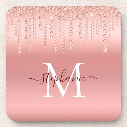 Dessous-de-verre Rose Gold Sparkle Diamond Script (Devant)