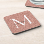 Dessous-de-verre Rose moderne Gold Glitter Script Monogram Nom Glam<br><div class="desc">Rose Rose Gold Glitter Script Monogram Nom Glam beverage coaster</div>