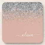 Dessous-de-verre Rose or rose rose pâle Parties scintillant argent<br><div class="desc">Rose Gold Blush Pink et Silver Parties scintillant Script Monogramme Nom Dessous de verre papier. Cela fait le cadeau parfait de remise de diplômes,  anniversaire,  mariage,  douche nuptiale,  anniversaire,  baby shower ou bachelorette pour quelqu'un qui aime le luxe glam et les styles chic.</div>