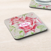 Dessous-de-verre Rose rose Rose Aquarelle Fleur Floral art (Côté gauche)