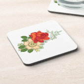 Dessous-de-verre Rose rouge et marguerites (Côté gauche)