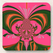 Dessous-de-verre Rose rouge or vert (Devant)