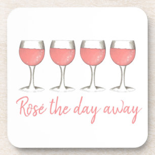 Dessous-de-verre Rosé The Day Away Pink Rose Glass Wine Lover