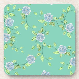 Dessous-de-verre Roses bleus et vignes vertes Motif personnalisé
