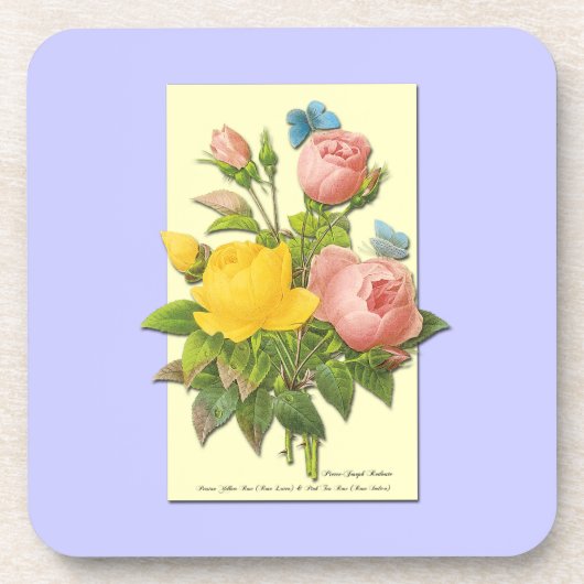 Dessous-de-verre Roses Botaniques Rose Jaune (Devant)