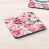 Dessous-de-verre Roses Fleuris Rose Clair  (Côté gauche)