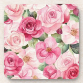 Dessous-de-verre Roses Fleuris Rose Clair  (Devant)