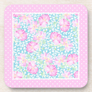 Dessous-de-verre Roses roses blanches Papillons Polkas Ensemble de