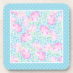 Dessous-de-verre Roses roses blanches Papillons Polkas Ensemble de