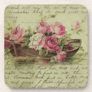 Dessous-de-verre Roses roses vintages et bateau