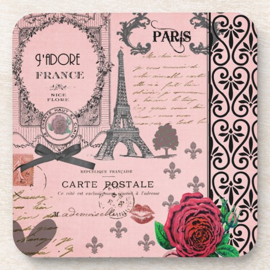 Dessous de verre roses vintages de collage de (Devant)
