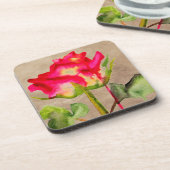 Dessous-de-verre Rosier thé hybride aquarelle art floral moderne (Côté gauche)