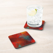 Dessous-de-verre Rouge, Aqua & Gold Grunge Digital Art Abstrait (Côté Droit)