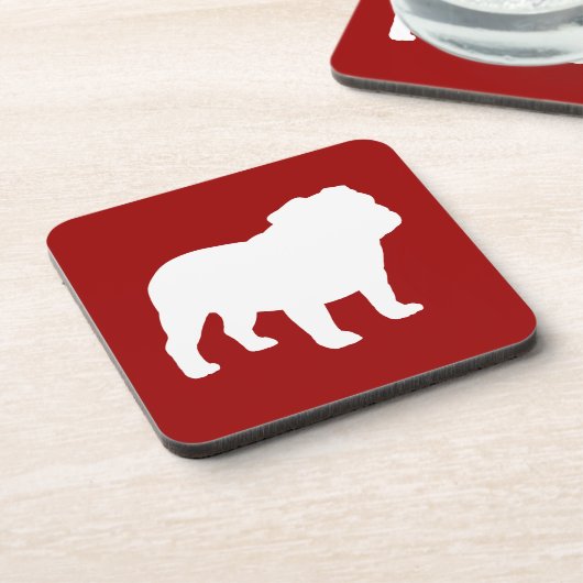 Dessous-de-verre Rouge et blanc anglais de silhouette de bouledogue (Côté gauche)