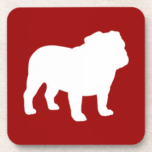 Dessous-de-verre Rouge et blanc anglais de silhouette de bouledogue