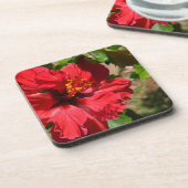 Dessous de verre rouge Hibiscus Cork (Côté gauche)