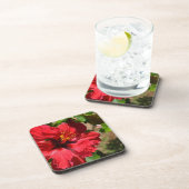 Dessous de verre rouge Hibiscus Cork (Côté Droit)