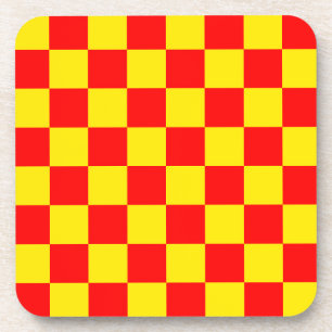 Dessous-de-verre Rouge Jaune Chèque À damiers Motif Design