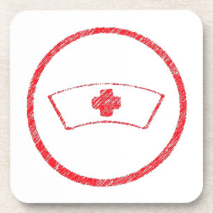 Dessous-de-verre rouge médical urgence hôpital infirmière croix