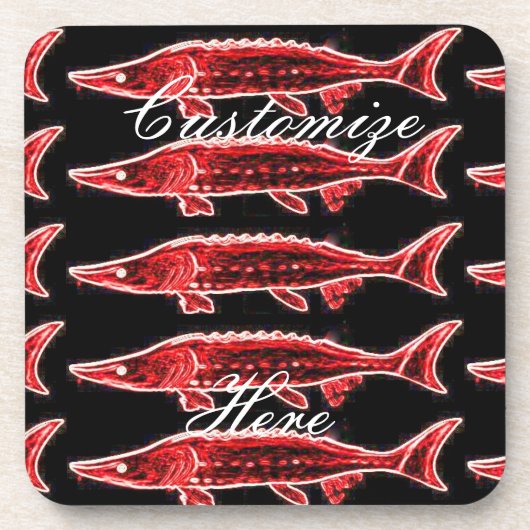 Dessous-de-verre rouge sturgeon noir (Devant)