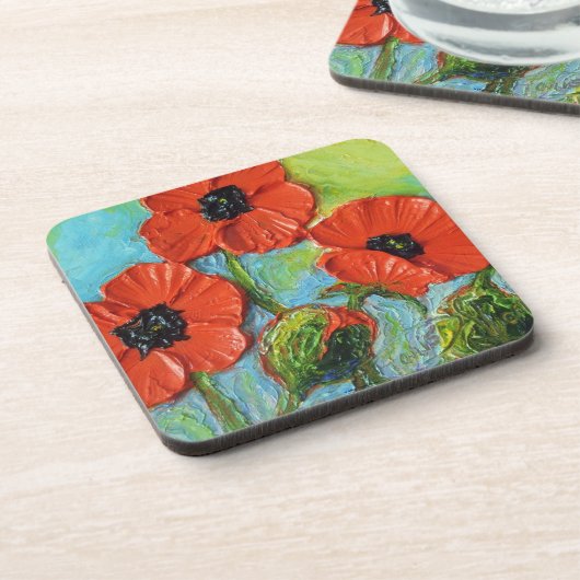 Dessous de verre rouges de pavots (Côté gauche)