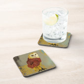 Dessous de verre rouges d'or de hibou (Côté Droit)