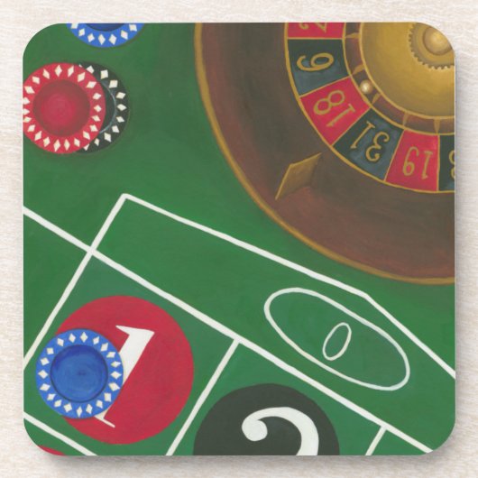 Dessous-de-verre Roulette Table avec puces et roue (Devant)