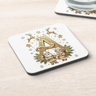 Dessous-de-verre Royal Gold Letter A Luxury Unisex Coaster Set