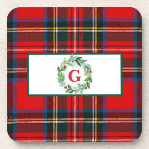 Dessous-de-verre Royal Stewart Christmas MONOGRAS Plaid Wreath